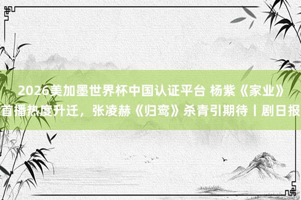 2026美加墨世界杯中国认证平台 杨紫《家业》首播热度升迁,张凌赫《归鸾》杀青引期待丨剧日报