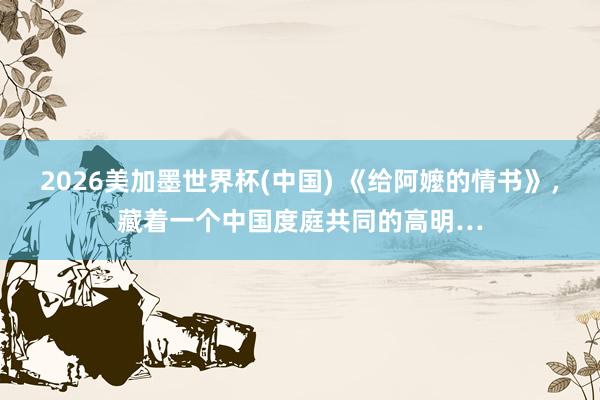 2026美加墨世界杯(中国) 《给阿嬤的情书》,藏着一个中国度庭共同的高明…