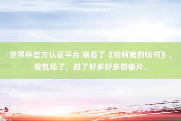 世界杯官方认证平台 刚看了《给阿嬷的情书》,我包场了,拍了好多好多的像片。
