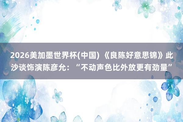 2026美加墨世界杯(中国) 《良陈好意思锦》此沙谈饰演陈彦允：“不动声色比外放更有劲量”