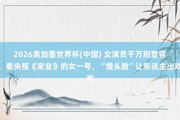 2026美加墨世界杯(中国) 女演员千万别整容,看央视《家业》的女一号,“馒头脸”让东谈主出戏