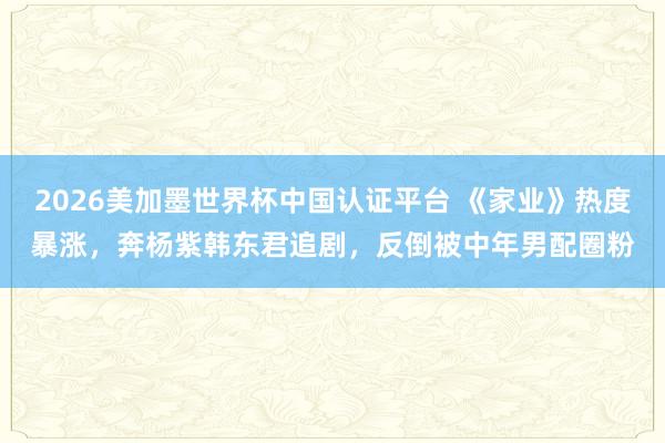 2026美加墨世界杯中国认证平台 《家业》热度暴涨,奔杨紫韩东君追剧,反倒被中年男配圈粉