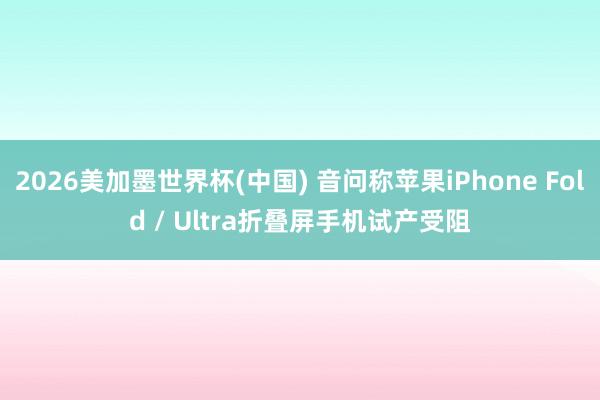 2026美加墨世界杯(中国) 音问称苹果iPhone Fold / Ultra折叠屏手机试产受阻