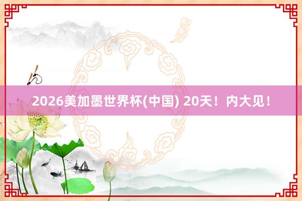2026美加墨世界杯(中国) 20天!内大见!
