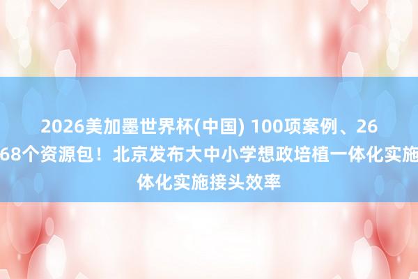 2026美加墨世界杯(中国) 100项案例、26项效率、68个资源包！北京发布大中小学想政培植一体化实施接头效率