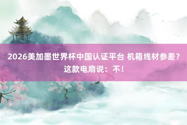 2026美加墨世界杯中国认证平台 机箱线材参差?这款电扇说:不!