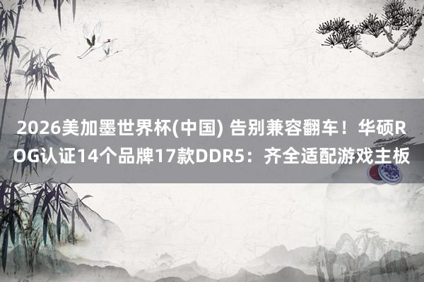2026美加墨世界杯(中国) 告别兼容翻车!华硕ROG认证14个品牌17款DDR5:齐全适配游戏主板