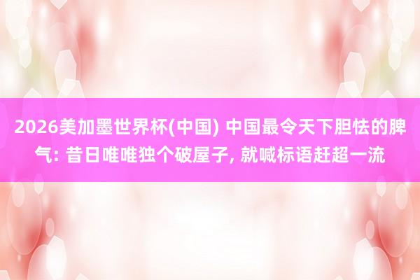 2026美加墨世界杯(中国) 中国最令天下胆怯的脾气: 昔日唯唯独个破屋子， 就喊标语赶超一流