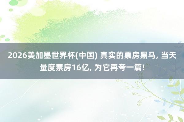 2026美加墨世界杯(中国) 真实的票房黑马, 当天量度票房16亿, 为它再夸一篇!