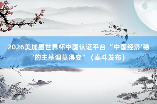2026美加墨世界杯中国认证平台 “中国经济‘稳’的主基调莫得变”(泰斗发布)