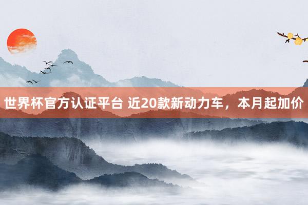 世界杯官方认证平台 近20款新动力车,本月起加价