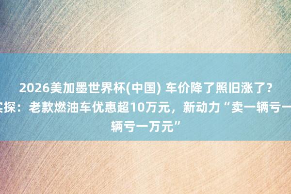 2026美加墨世界杯(中国) 车价降了照旧涨了?车市实探:老款燃油车优惠超10万元,新动力“卖一辆亏一万元”