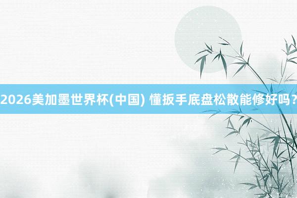2026美加墨世界杯(中国) 懂扳手底盘松散能修好吗?