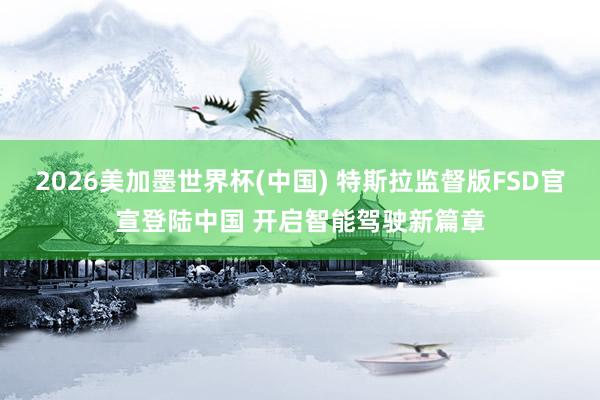 2026美加墨世界杯(中国) 特斯拉监督版FSD官宣登陆中国 开启智能驾驶新篇章