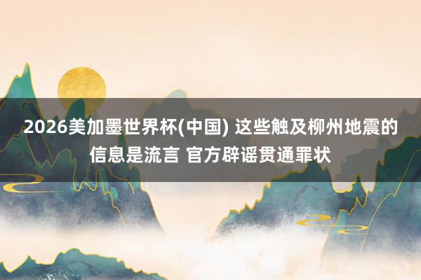 2026美加墨世界杯(中国) 这些触及柳州地震的信息是流言 官方辟谣贯通罪状