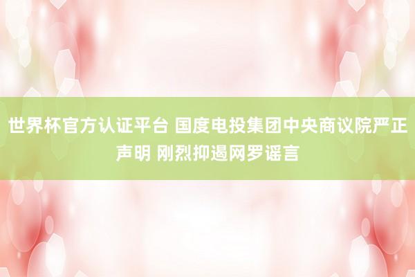 世界杯官方认证平台 国度电投集团中央商议院严正声明 刚烈抑遏网罗谣言