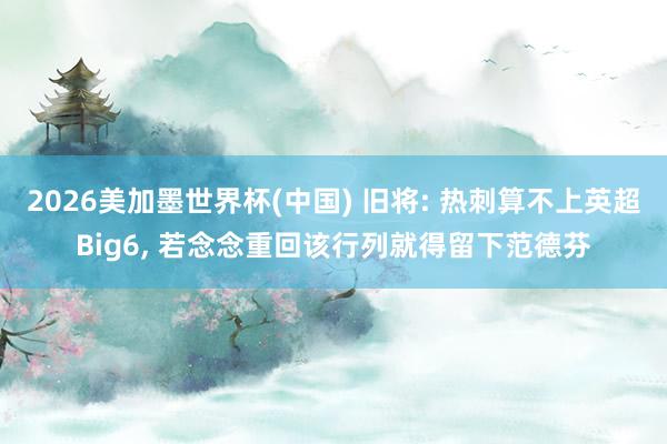 2026美加墨世界杯(中国) 旧将: 热刺算不上英超Big6, 若念念重回该行列就得留下范德芬