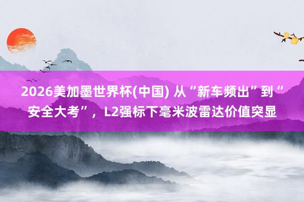 2026美加墨世界杯(中国) 从“新车频出”到“安全大考”,L2强标下毫米波雷达价值突显