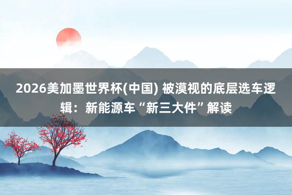 2026美加墨世界杯(中国) 被漠视的底层选车逻辑:新能源车“新三大件”解读