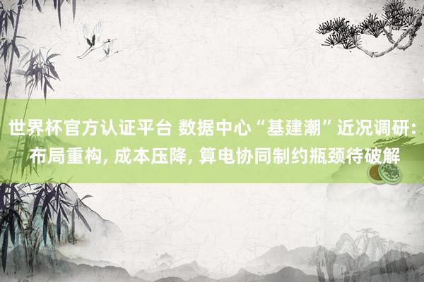 世界杯官方认证平台 数据中心“基建潮”近况调研: 布局重构, 成本压降, 算电协同制约瓶颈待破解