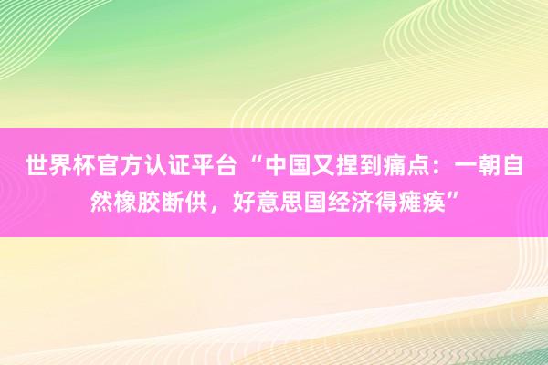 世界杯官方认证平台 “中国又捏到痛点：一朝自然橡胶断供，好意思国经济得瘫痪”