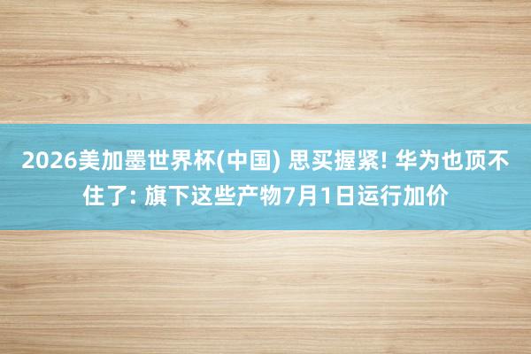 2026美加墨世界杯(中国) 思买握紧! 华为也顶不住了: 旗下这些产物7月1日运行加价