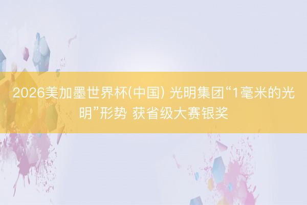 2026美加墨世界杯(中国) 光明集团“1毫米的光明”形势 获省级大赛银奖